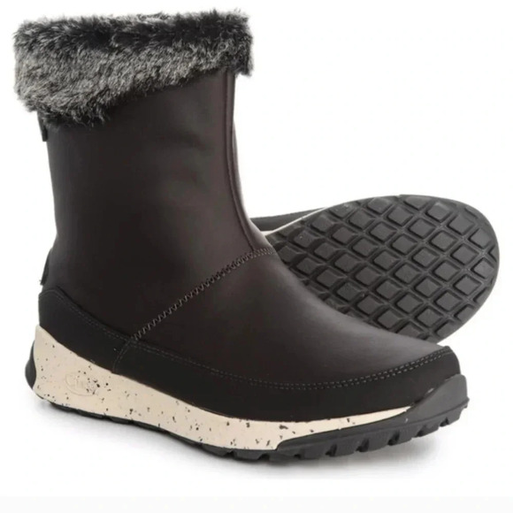 Chaco Borealis Boots Black Winter Snow Boots Waterproof Mid Size 7 Fur Slip On - Picture 1 of 11